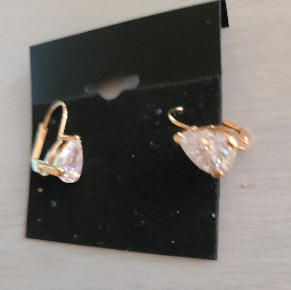 925 sterling silver earrings w white topaz - Picture 3 of 3